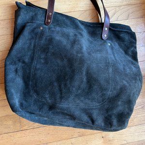 Deep green suede tote bag